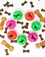 Printed Coloured Dog Breed Tennis Balls, Dog Silhouette on Tennis Balls