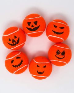 Six Spooky Pumpkin Halloween Tennis Balls 