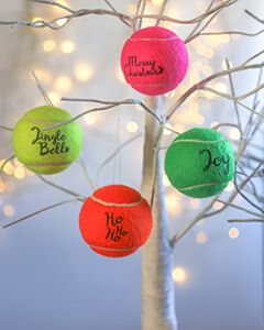 Festive Christmas Decorations, Tennis Ball Baubles, Christmas Tree Decorations