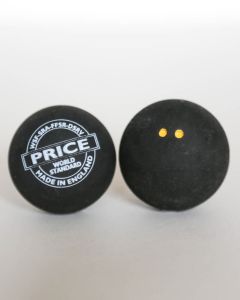 Price's Black Double Dot Squash Balls, Made in England, Tournament Squash Balls, Yellow Double Dot Squash Balls