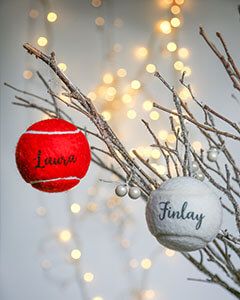 Personalised Christmas Tennis Ball Decoration, Festive Christmas Decorations, Tennis Ball Baubles, Personalised Christmas Tree Decorations
