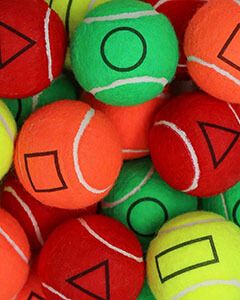 Shapes and Colours Teaching Pack, Learning Tools Tennis Balls, Teaching Tennis Balls, Shapes on Coloured Tennis Balls