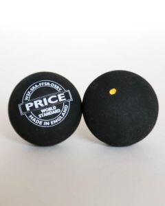 Price's Black Single Dot Squash Ball, Made in England, Tournament Squash Balls, Yellow Single Dot Squash Balls

