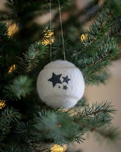 Star Printed Christmas Decorations, Tennis Ball Christmas Decorations, Tennis Ball Baubles, Star Christmas Decorations 