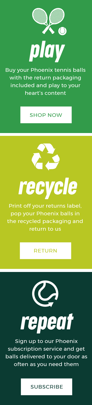 Phoenix Recycled Tennis Ball, Play Recycle Repeat, Price of Bath.
