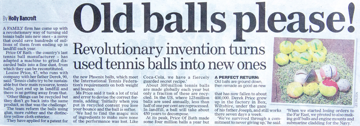 \Old balls please!, Price of Bath Recycled Tennis Ball, Daily Mail